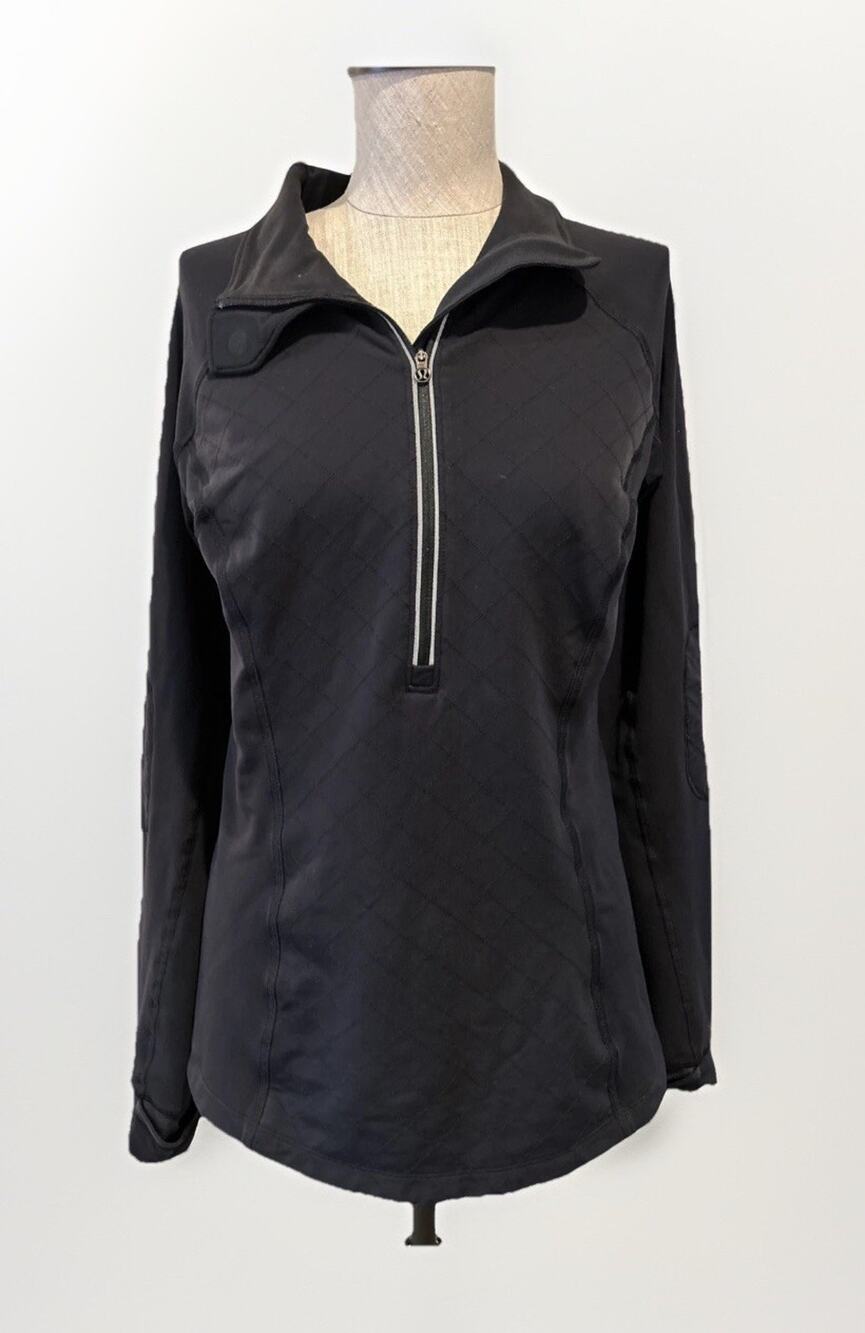 Lululemon Black Pullover 1/2 Zip Jacket Size 8 Reflective Quilted Activewear